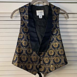 Vintage Ornate Black Gold Navy Vest